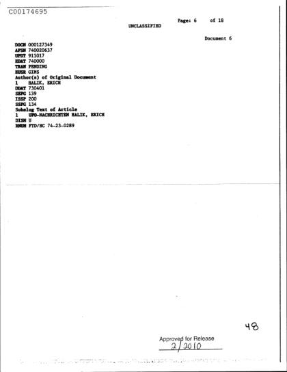 OVNI y documentos de la CIA