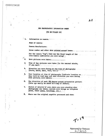 Ficha fotográfica OVNI de la CIA