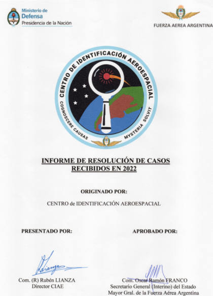 Informe OVNI resuelto por CIAE Argentina 2022