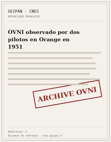 OVNI observado por dos pilotos en Orange en 1951