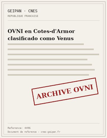 OVNI en Cotes-d'Armor clasificado como Venus