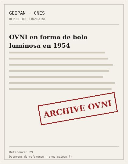 OVNI en forma de bola luminosa en 1954