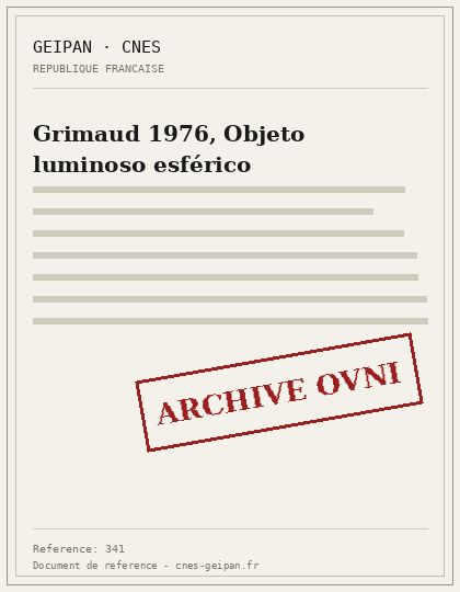 Grimaud 1976, Objeto luminoso esférico