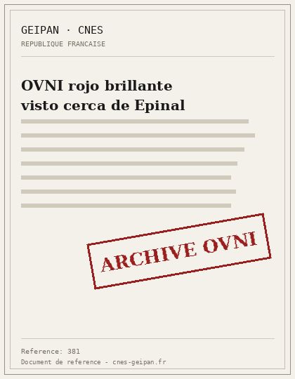 OVNI rojo brillante visto cerca de Epinal