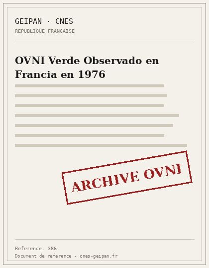 OVNI Verde Observado en Francia en 1976