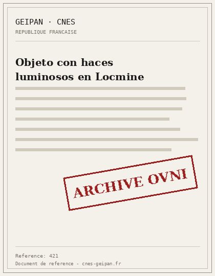 Objeto con haces luminosos en Locmine