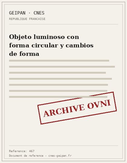 Objeto luminoso con forma circular y cambios de forma