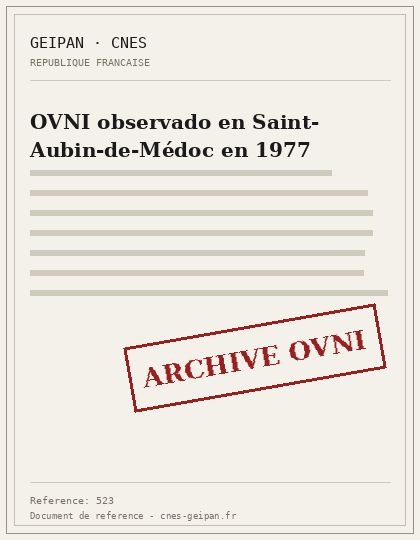 OVNI observado en Saint-Aubin-de-Médoc en 1977