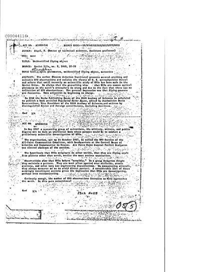 OVNI y estudio científico en la URSS