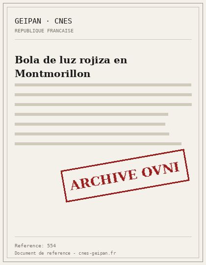 Bola de luz rojiza en Montmorillon