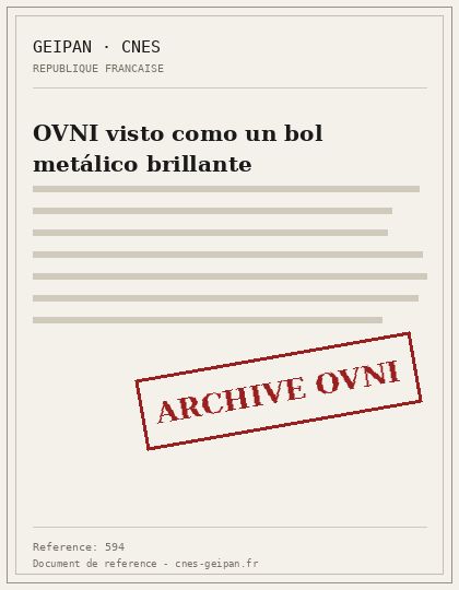 OVNI visto como un bol metálico brillante