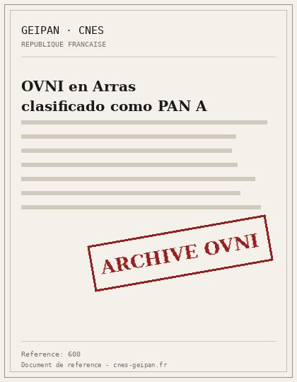 OVNI en Arras clasificado como PAN A