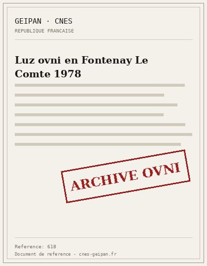 Luz ovni en Fontenay Le Comte 1978