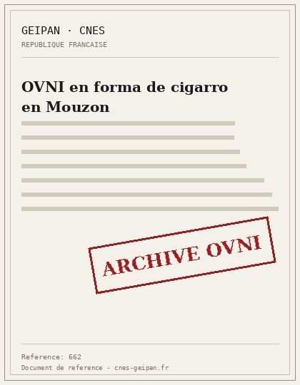 OVNI en forma de cigarro en Mouzon