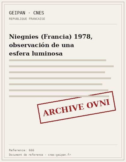 Niegnies (Francia) 1978, observación de una esfera luminosa