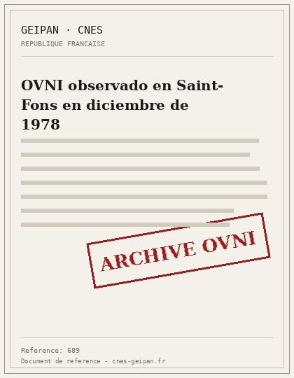OVNI observado en Saint-Fons en diciembre de 1978