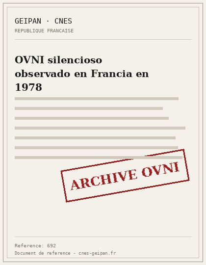 OVNI silencioso observado en Francia en 1978