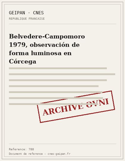 Belvedere-Campomoro 1979, observación de forma luminosa en Córcega