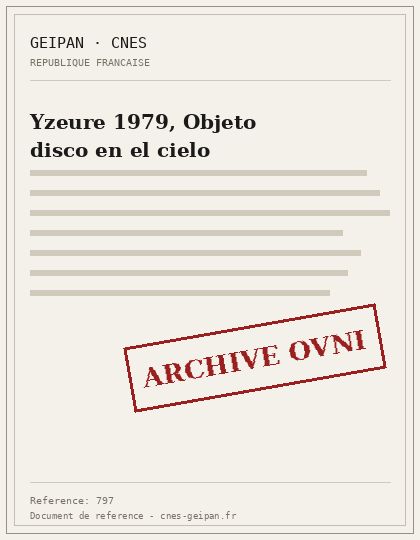 Yzeure 1979, Objeto disco en el cielo