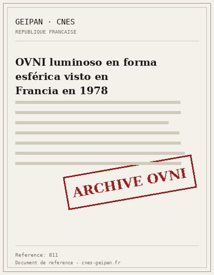 OVNI luminoso en forma esférica visto en Francia en 1978