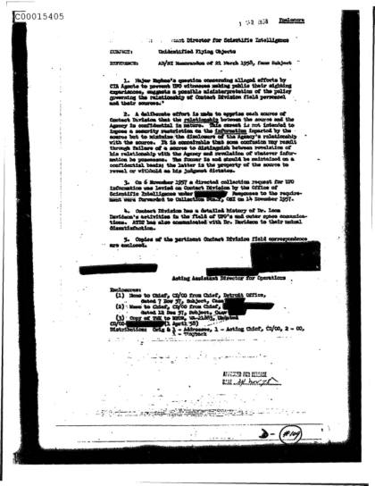 CIA y objetos voladores no identificados