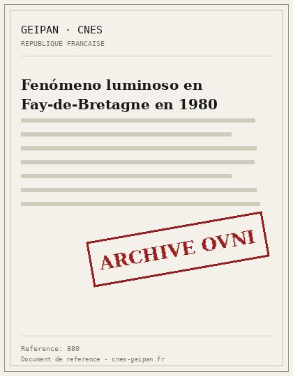 Fenómeno luminoso en Fay-de-Bretagne en 1980
