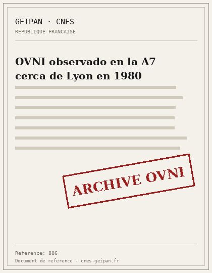 OVNI observado en la A7 cerca de Lyon en 1980