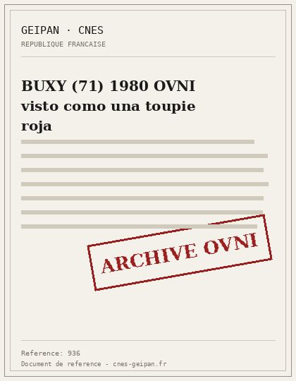 BUXY (71) 1980 OVNI visto como una toupie roja
