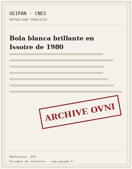 Bola blanca brillante en Issoire de 1980
