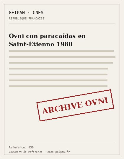 Ovni con paracaídas en Saint-Étienne 1980