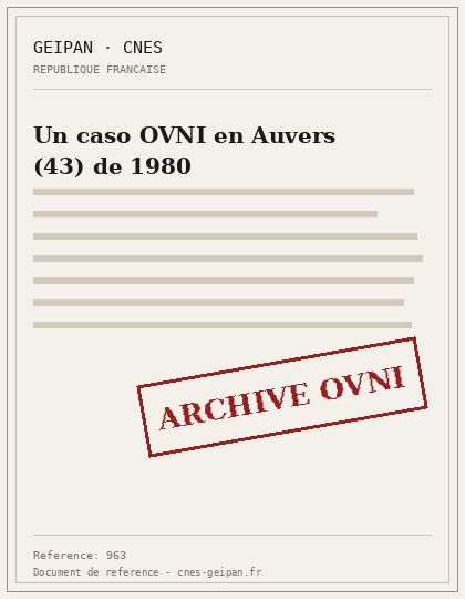 Un caso OVNI en Auvers (43) de 1980