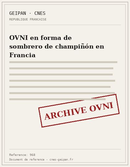 OVNI en forma de sombrero de champiñón en Francia
