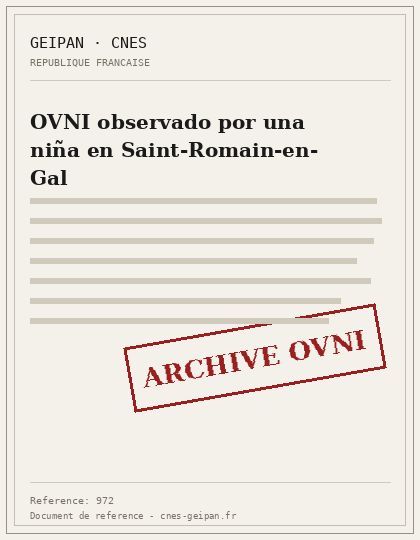 OVNI observado por una niña en Saint-Romain-en-Gal
