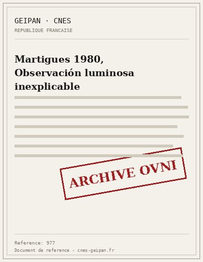 Martigues 1980, Observación luminosa inexplicable