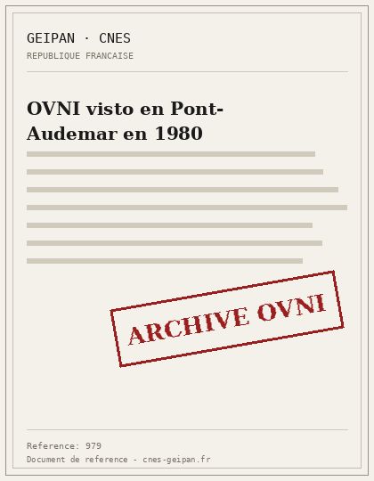 OVNI visto en Pont-Audemar en 1980