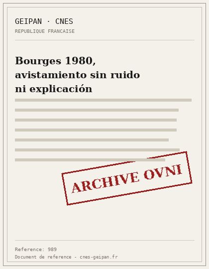 Bourges 1980, avistamiento sin ruido ni explicación