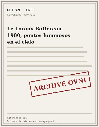 Le Loroux-Bottereau 1980, puntos luminosos en el cielo