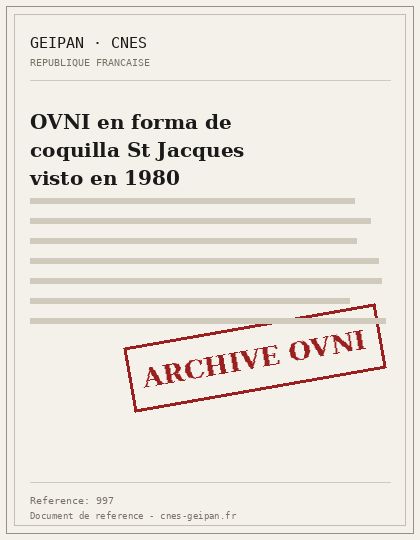 OVNI en forma de coquilla St Jacques visto en 1980