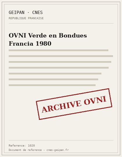 OVNI Verde en Bondues Francia 1980