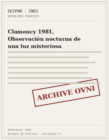 Clamency 1981, Observación nocturna de una luz misteriosa