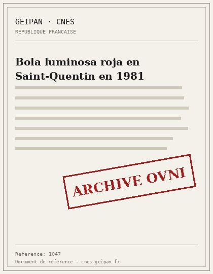 Bola luminosa roja en Saint-Quentin en 1981