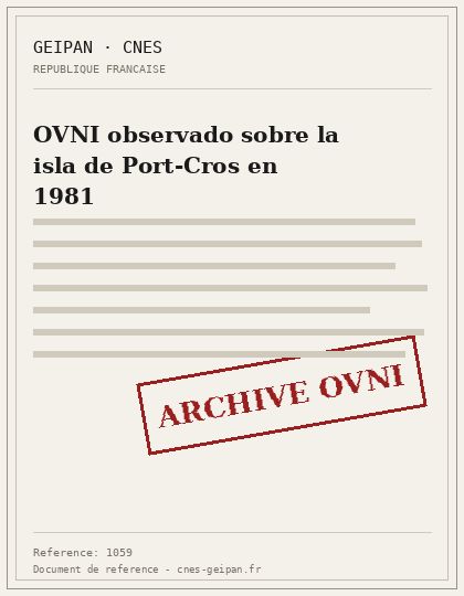 OVNI observado sobre la isla de Port-Cros en 1981