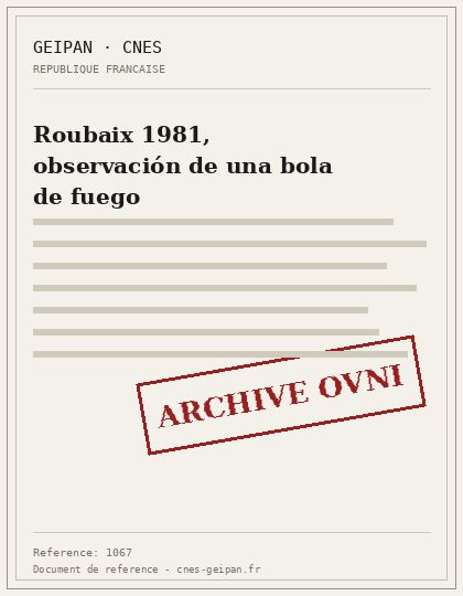Roubaix 1981, observación de una bola de fuego
