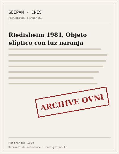 Riedisheim 1981, Objeto elíptico con luz naranja