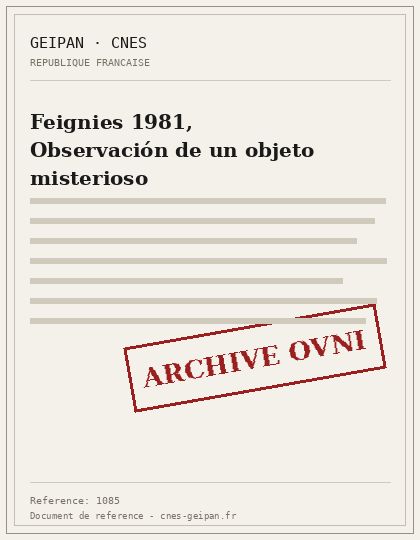 Feignies 1981, Observación de un objeto misterioso