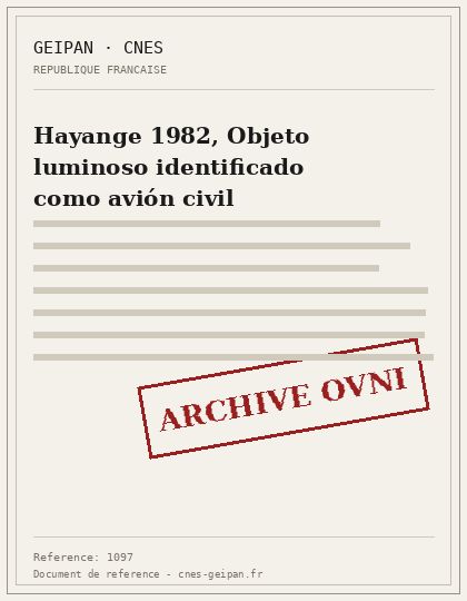 Hayange 1982, Objeto luminoso identificado como avión civil