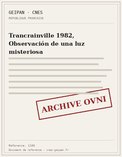 Trancrainville 1982, Observación de una luz misteriosa