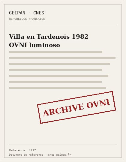 Villa en Tardenois 1982 OVNI luminoso