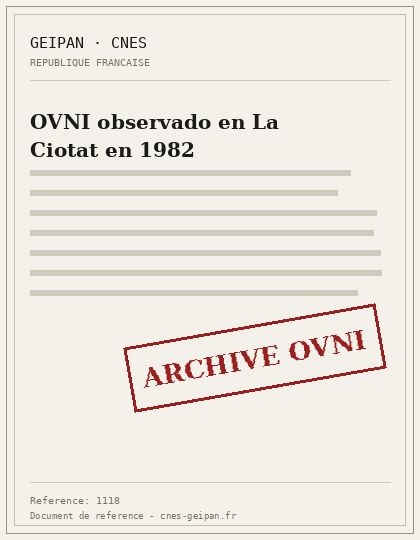 OVNI observado en La Ciotat en 1982
