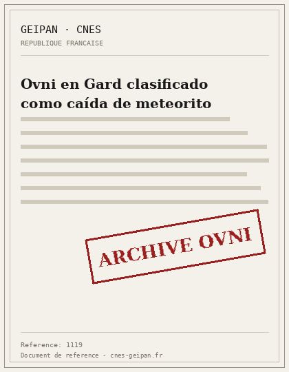 Ovni en Gard clasificado como caída de meteorito